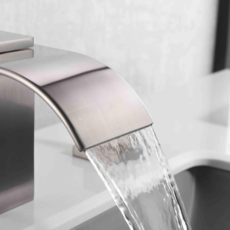 sumerain Waterfall Widespread Bathroom Faucet Brushed Nickel, 3 Hole 8 Inch Vanity Faucet sumerain - Image 5